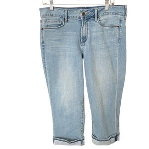 NYDJ High Rise Cropped Jeans with Cuffs Marilyn Straight Leg Size 12